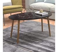 [en.casa] Table Basse Ovale Table de Nuit de Chevet Stylée Panneau de Particules Bois 41 x 90 x 50 cm Marbre Noir Naturel
