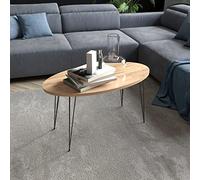 [en.casa] Table Basse Ovale Table de Nuit de Chevet Stylée Panneau de Particules Métal 43 x 90 x 50 cm Naturel