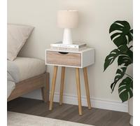 [en.casa] Table Basse pour Salon Meuble Design avec Tiroir Capacité de Charge 5 kg Panneau de Partiules Bois Revêtu PVC 60 x 40 x 30 cm Blanc Chêne