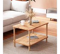 [en.casa] Table Basse Rectangulaire avec Surface de Rangement Meuble de Salon Design Panneau de Particules Bois de Hêtre 43 x 70 x 44 cm Effet Bois Naturel