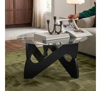 [en.casa] Table Basse Reypio Ronde Ø70 x 35 cm Plateau en Verre Noir Gris