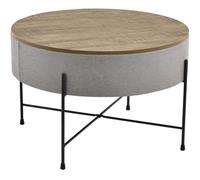 [en.casa] Table Basse Ronde avec Plateau Amovible Panneaux de Particules Textile Métal Effet Noyer Gris Noir 40 x 60 cm
