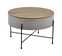 [en.casa] Table Basse Ronde avec Plateau Amovible Panneaux de Particules Textile Métal Effet Noyer Gris Noir 40 x 60 cm