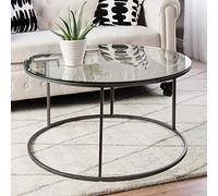 [en.casa] Table Basse Ronde Table d'Appoint Bout de Canapé Design Scandinave Style Intemporel Stable Pratique pour Salon Chambre Bureau Métal Verre Trempé Clair 45 x 80 cm Noir Transparent