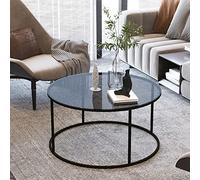 [en.casa] Table Basse Ronde Table d'Appoint Bout de Canapé Design Scandinave Style Intemporel Stable Pratique pour Salon Chambre Bureau Métal Verre Trempé Fumé 45 x 80 cm Noir Transparent