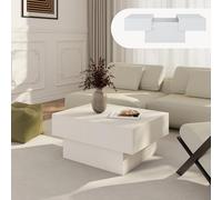 Table basse extensible Lens 80 x 60 x 36 cm blanc