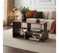 [en.casa] Table Basse Trond 80x40x42 cm avec Compartiments Noir Effet Noyer | Table d'appoint, Bout de canapé, Rectangulaire, Stable