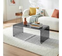 [en.casa] Table Basse Väsas en Verre Trempé de 10 mm Grand Plateau Rectangulaire Capacité de Charge 30 kg Design Élégant et Intemporel pour Salon Bureau 90 x 45 x 35 cm Gris