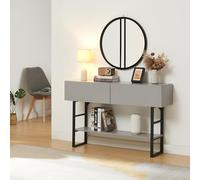 [en.casa] Table Console Design Industriel Table d'Appoint Rectangulaire Salon Entrée Couloir 2 Tiroirs et Surface de Rangement Métal Panneau de Particules 75 x 120 x 30 cm Noir Gris Clair