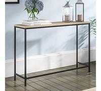 [en.casa] Table Console Design Industriel Table d'Appoint Rectangulaire Surface de Rangement Stable Élégant Métal MDF Salon Entrée Couloir 80 x 100 x 30 cm Effet Chêne Noir