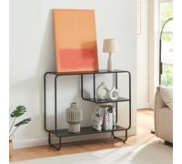 [en.casa] Table Console Meuble d'Entrée Polyvalent Moderne Élégant Salon Couloir Compartiment de Rangement Acier 92 x 33 x 81 cm Noir Mat