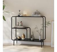 [en.casa] Table Console Moderne Meuble d'Entrée Polyvalent avec Compartiment de Rangement Rectangulaire pour Clés Objets de Décoration Élégant Salon Couloir Acier 92 x 33 x 82 cm Noir Mat