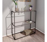 [en.casa] Table Console pour Salon Table d'Appoint Design avec Espace de Stockage Verre Trempé Métal 85 x 80 x 30 cm Transparent Noir