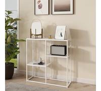 en.casa Table console style intemporel – 3 surfaces de rangement acier 80×80×26 cm Blanc mat