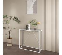 [en.casa] Table Console Style Industriel Table D'Appoint Design Intemporel pour Entrée Couloir Salon Rangement pour Clés Décoration Acier 90 x 30 x 80 cm Blanc