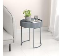 [en.casa] Table d’Appoint Design Élégant et Intemporel avec Plateau Rond pour Salon Chambre Entrée Bureau Bout de Canapé Table de Chevet Métal MDF 46 x 40 cm Gris