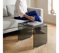 [en.casa] Table d’Appoint Varlofrek avec Design en Verre Courbé avec Forme Élégante Capacité de Charge 30 kg pour Salon Chambre Bureau Verre Trempé de 10 mm 50 x 50 x 50 cm Gris Foncé
