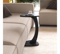 [en.casa] Table d'Appoint à roulettes en Forme de C Table de Chevet Bout de Canapé Pratique Gain de Place Polyvalent Moderne pour Chambre Salon Panneau de Particules 40 x 37 x 56 cm Effet Marbre Noir