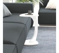 [en.casa] Table d'Appoint à roulettes en Forme de C Table de Chevet Bout de Canapé Pratique Gain de Place Polyvalent Moderne pour Chambre Salon Panneau de Particules 40 x 37 x 56 cm Blanc