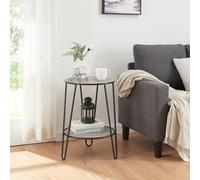 [en.casa] Table d'Appoint avec 1 Étagère Table Basse avec Surface de Rangement Bout de Canapé Table de Chevet Support pour Plantes Métal MDF 61 x 44 x 44 cm Noir Effet Chêne