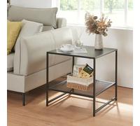 [en.casa] Table d'Appoint avec Étagère en Grille Table Basse Bout de Canapé Table de Chevet Support Plantes avec Plateau Carré Acier 51 x 51 x 51 cm Noir Mat