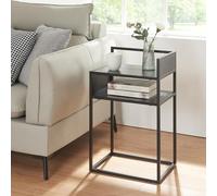 [en.casa] Table d'Appoint avec Étagère Table Basse Bout de Canapé Table de Chevet Support Plantes avec Compartiment de Rangement Acier 65 x 40 x 30 cm Noir Mat