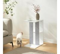 [en.casa] Table d'Appoint avec Griffoir pour Chat Table Basse Bout de Canapé Support Plantes avec 2 Surfaces de Rangement MDF Polyester Polypropylène 58 x 40 x 30 cm Blanc