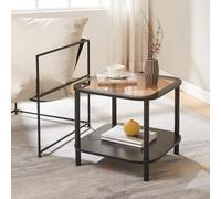[en.casa] Table d'Appoint avec Plateau Carré en Verre Trempé de 6 mm Surface de Rangement sur Étagère Inférieure Table Basse Bout de Canapé MDF Bambou 51 x 51 x 45 cm Bronze Noir