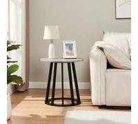 [en.casa] Table d'Appoint avec Plateau Rond Bout de Canapé Table Basse Guéridon Design Intemporel pour Salon Chambre Bureau MDF Bambou 48 x 48 cm Effet Béton Noir