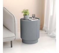 [en.casa] Table d'Appoint avec Porte et 2 Étagères Table de Chevet Nuit avec Compartiments de Rangement Bout de Canapé Design Intemporel MDF Métal 49 x 40 cm Gris