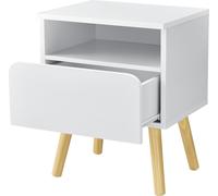 [en.casa] Table d'appoint avec rangement Commode avec compartiment de rangement Table de chevet avec tiroir Table basse en pin blanc/couleur bois