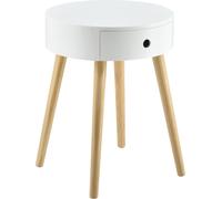 [en.casa] Table d'appoint avec tiroir Commode Table de nuit rétro 50 x 38 x 38 cm Commode de nuit Table à tiroirs ronde