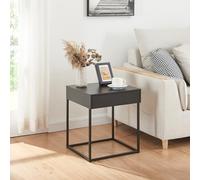 [en.casa] Table d'Appoint avec Tiroir Table Basse Bout de Canapé Table de Chevet avec Compartiment de Rangement pour Salon Chambre Bureau Acier 50 x 43 x 41 cm Noir Mat