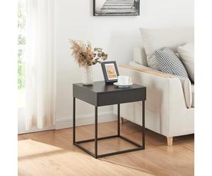 [en.casa] Table d'Appoint avec Tiroir Table Basse Bout de Canapé Table de Chevet avec Compartiment de Rangement pour Salon Chambre Bureau Acier 50 x 43 x 41 cm Noir Mat