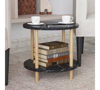 [en.casa] Table d'Appoint Bout de Canapé Meuble de Rangement Chevet avec Étagère Inférieure Moderne Polyvalent Stable Séjour Chambre Entrée Panneau de Particules 49 x 42 cm Effet Marbre Noir