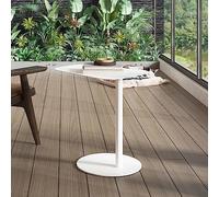 [en.casa] Table d'Appoint Bout de Canapé Table de Chevet au Style Intemporel Design Élégant Moderne Stable Intérieur Extérieur pour Salon Séjour Balcon Terasse Métal 50 x 50 x 38 cm Blanc