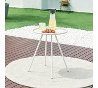 [en.casa] Table d'Appoint de Jardin Table Basse avec Plateau Rond pour Extérieur Intérieur Balcon Terrase Poignée Pratique Capacité de Charge 15 kg Acier Laqué 55 x 42 cm Blanc