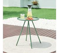 [en.casa] Table d'Appoint de Jardin Table Basse avec Plateau Rond pour Extérieur Intérieur Balcon Terrase Poignée Pratique Capacité de Charge 15 kg Acier Laqué 55 x 42 cm Vert