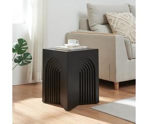 [en.casa] Table d'Appoint Design en Forme d'Arche Table Basse Style Intemporel Bout de Canapé Chevet pour Salon Chambre Entrée MDF 45 x 35 x 35 cm Noir Mat