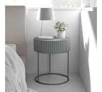 [en.casa] Table d'Appoint Design Intemporel avec Tiroir Plateau Rond Table de Chevet Bout de Canapé pour Salon Chambre Bureau Entrée Métal MDF 46 x 40 cm Gris