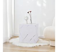 [en.casa] Table d'Appoint en Forme de Cube Bout de Canapé Design Unique Support de Plantes Table de Chevet Capacité de Charge 30 kg MDF 45 x 40 x 40 cm Aspect Marbre Blanc