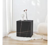 [en.casa] Table d'Appoint en Forme de Cube Bout de Canapé Design Unique Support de Plantes Table de Chevet Capacité de Charge 30 kg MDF 45 x 40 x 40 cm Aspect Marbre Noir