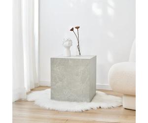 [en.casa] Table d'Appoint en Forme de Cube Bout de Canapé Design Unique Support de Plantes Table de Chevet Capacité de Charge 30 kg MDF 45 x 40 x 40 cm Aspect Marbre Taupe