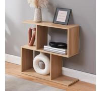 [en.casa] Table d'Appoint Étagère sur Pied avec Compartiments Décalés Bout de Canapé Rangement Structuré Moderne Stable pour Salon Chambre Bureau Panneau de Particules 57 x 60 x 20 cm Effet Chêne