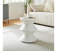 [en.casa] Table d'Appoint Polyvalente Bout de Canapé Table de Chevet Moderne Solide Support Décoratif Pratique Intérieur et Extérieur en Été Chambre Salon Bureau Béton Léger 47 x 37 cm Blanc