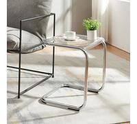 [en.casa] Table d'Appoint Polyvalente Bout de Canapé Table de Chevet Moderne Solide Support Décoratif Pratique pour Petit Espace Chambre Salon Bureau Entrée Métal Acrylique 44 x 37 x 48 cm Transparent