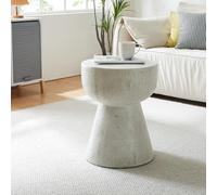 [en.casa] Table d'Appoint Polyvalente Bout de Canapé Table de Chevet Moderne Solide Support Décoratif Pratique Intérieur et Extérieur en Été Chambre Salon Bureau Béton Léger 51 x 40 cm Blanc