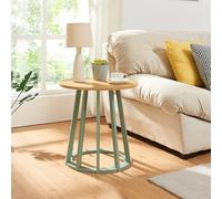 [en.casa] Table d'Appoint Polyvalente Petite Table Basse Ronde Design Exceptionnel Bout de Canapé Support de Plantes Chevet pour Chambre Salon Entrée MDF Bois 48 x 48 cm Effet Chêne Vert Pastel