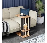 [en.casa] Table d'Appoint pour Ordinateur Portable Bout de Canapé avec 4 roulettes Table Basse Table de Chevet Panneau de Particules Bois Plastique 44 x 29 x 65 cm Effet Bois Noir