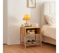 [en.casa] Table d'appoint Rectangulaire en Bambou Naturel 50 x 45 x 36 cm - Bout de Canapé, Table de Chevet, Support Plantes - Montage Facile